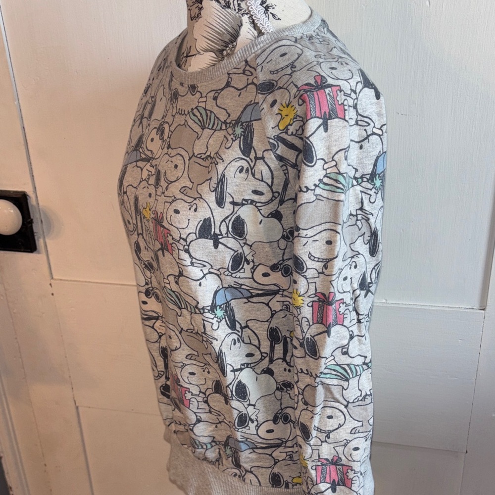 GAP Peanuts Snoopy Woodstock Kids Gray Cartoon Sweatshirt - Picture 5 of 7